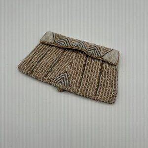 Vtg Jacqueline Mode Bag Clutch Purse Glass Seed Pearl Beaded Art Deco 4x6.5"